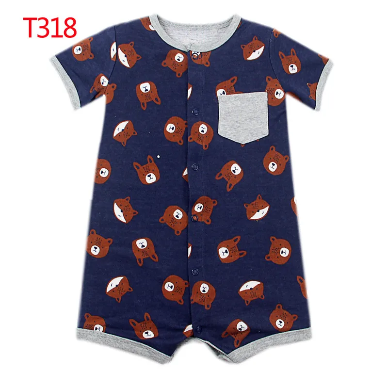 2023 Newborn Baby Girls Rompers Short Sleeved Infant bodysuits pink elephant cats lovely colorful summer cotton kids clothes 2