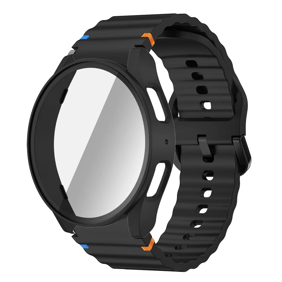 Enhanced Silicone Band and Bumper Case with Tempered Glass Screen Protector