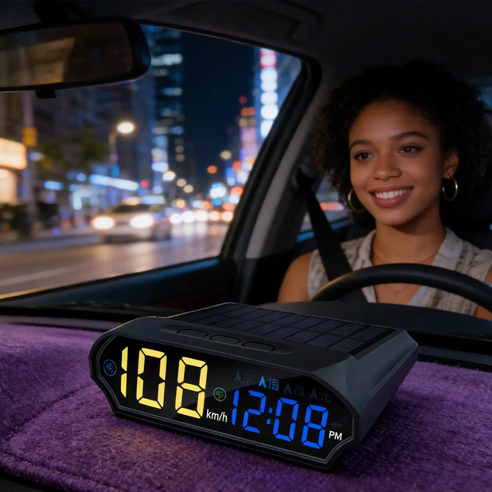 Display Heads Up ad energia solare Forniture per il monitoraggio della velocità del veicolo Tachimetro digitale automatico per sedani RV SUV Camion Driver - immagine 3