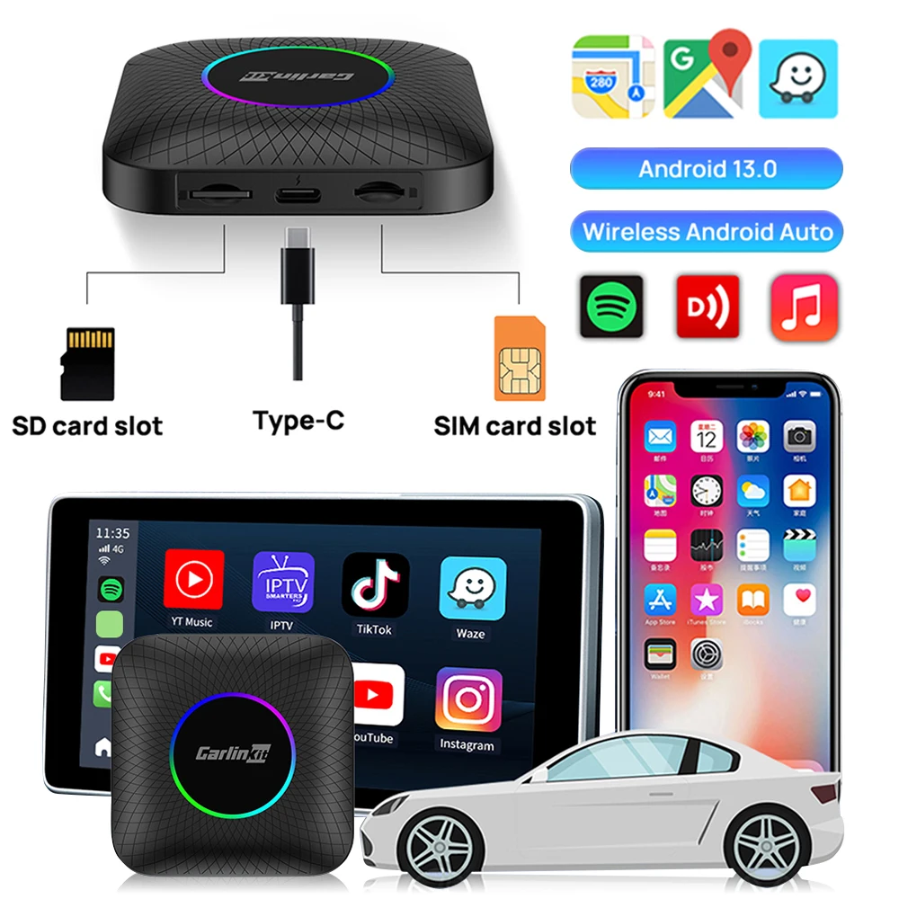 2023 CarlinKit CarPlay AI Box Android 13.0 QCM6225 4-Core