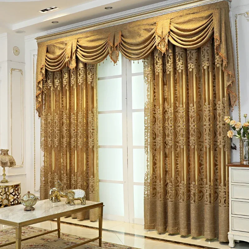 Living Dining Room Bedroom Curtains High-end Luxury European Embroidery Gold Door Window Room Decor Customize