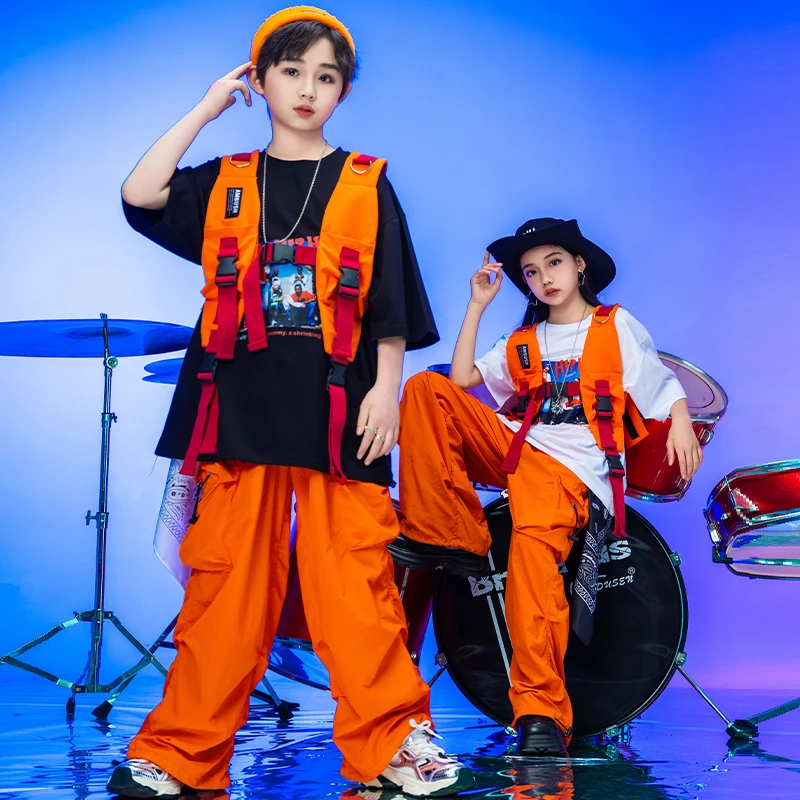 

Boys Hip Hop Oversize Tshirt Street Dance Pants Girls Blouse Baggy Sweatpants Children Streetwear Kids Jazz Ballroom Clothes