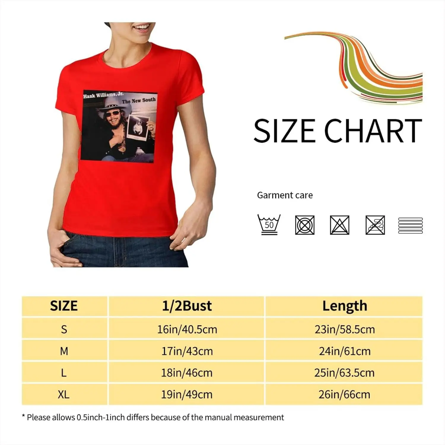 Hank Music Williams Jr Women's Classic Shirt Cotton Crew Neck Casual Top Short Sleeve T-Shirt Black images - 6