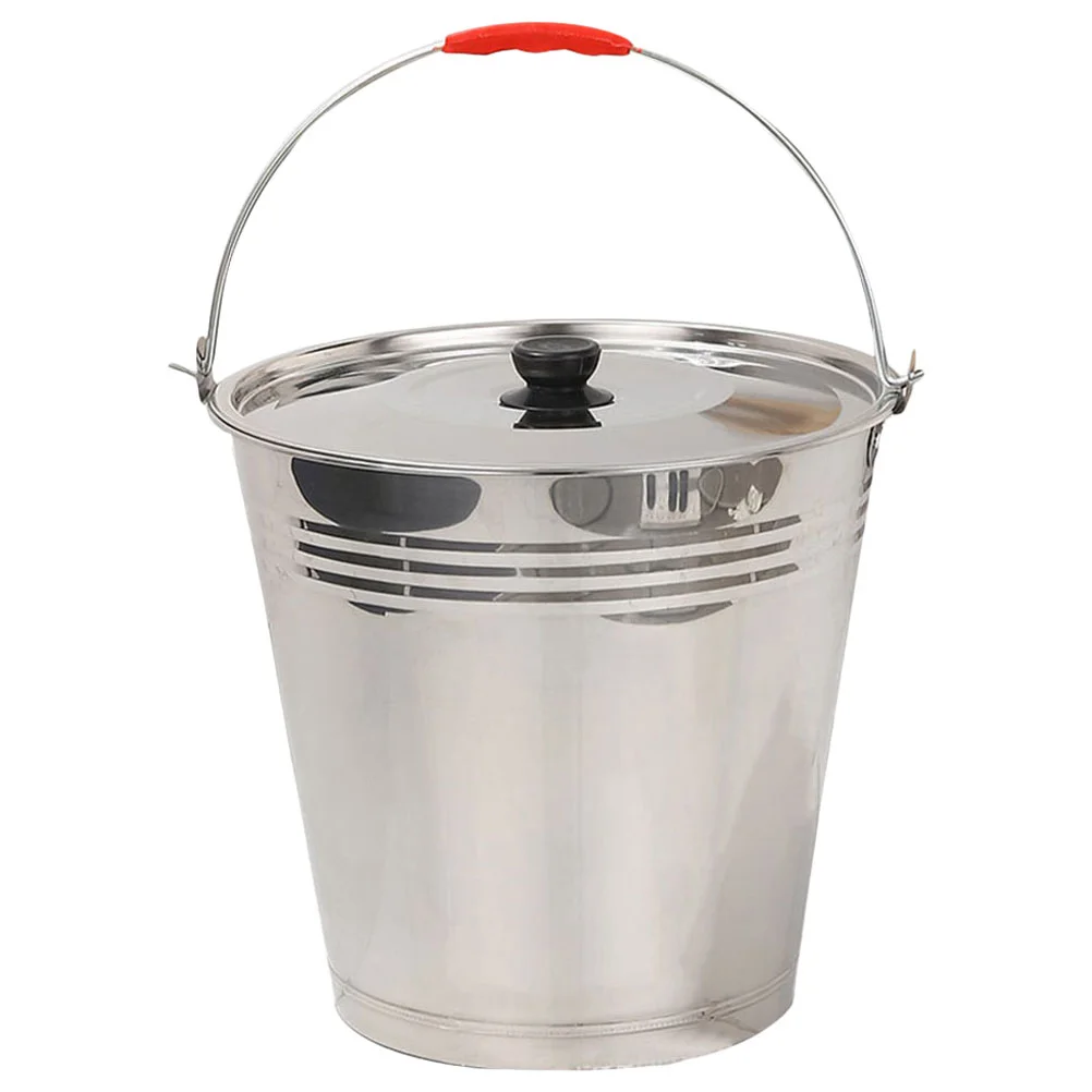 Portable Stainless Steel Bucket Lid Multipurpose Milk Container Water Cooler Metal Pail Storage Can Kitchen Tool