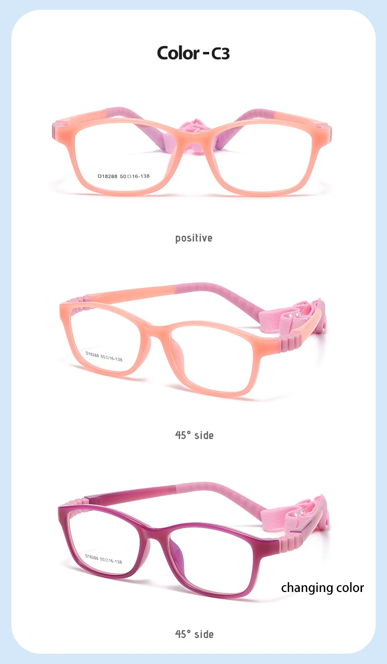 VICKY Fashionable Detachable Frames Anti-Blue Light Glasses TR90 Children's Frames Customizable Prescription D18288