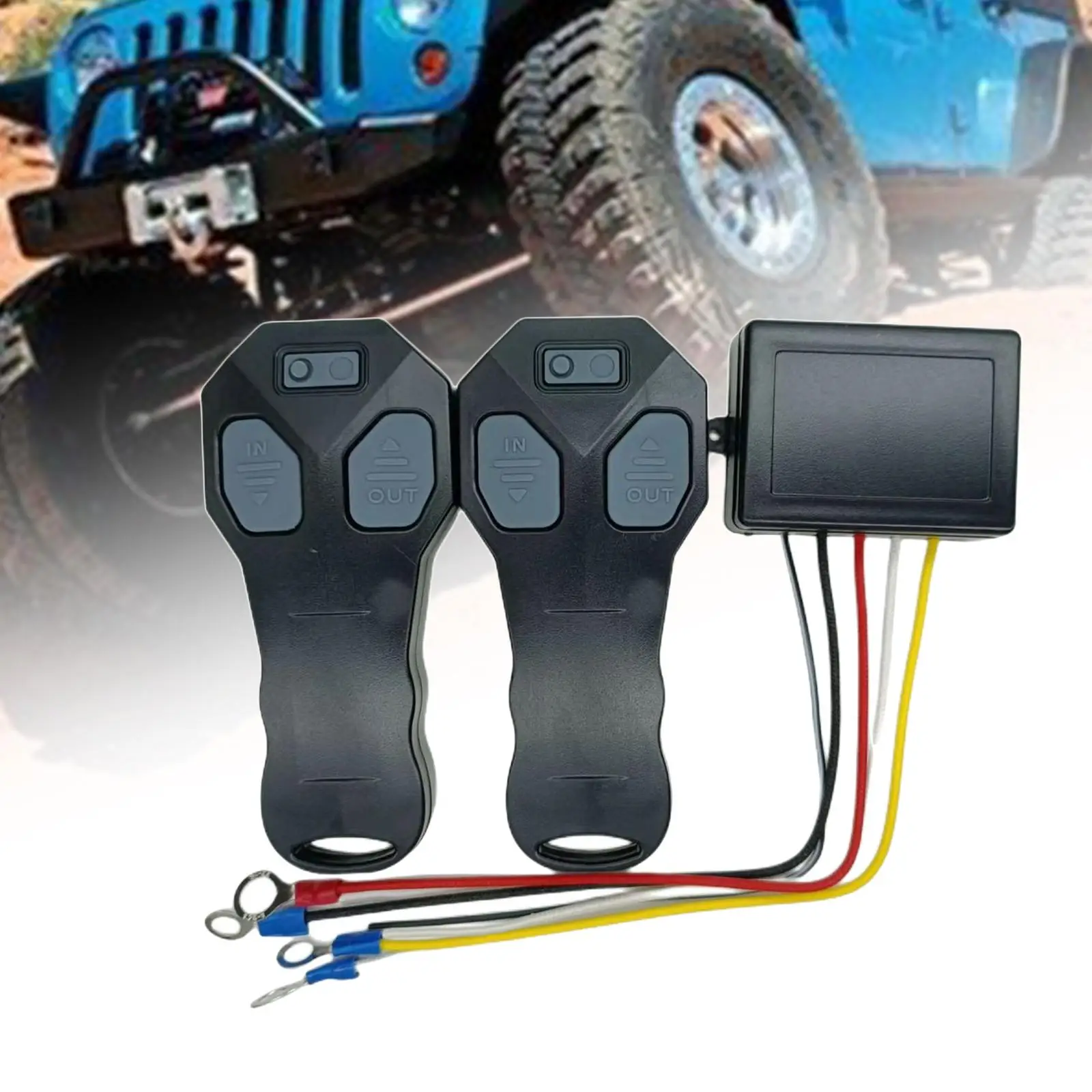Wireless Winch Remote Control Kit with Indicator Light 2 Electric Remote Control Handset Switch 12V 24V for Truck Vehicle