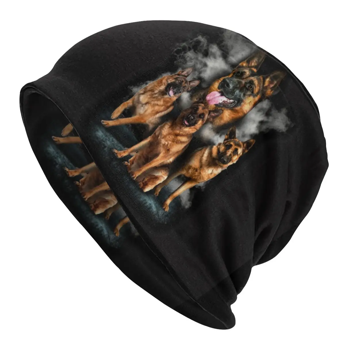 Custom Pom Pom Beanie With Black German Shepherd Embroidery - Acrylic Skull Cap Winter Hat For Men & Women (Pink) - View #13