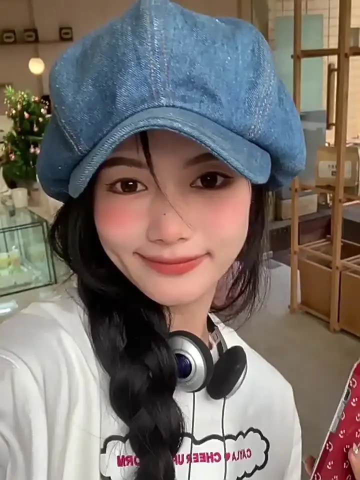 Korean New Denim Beret Women Spring and Autumn Retro Big Head