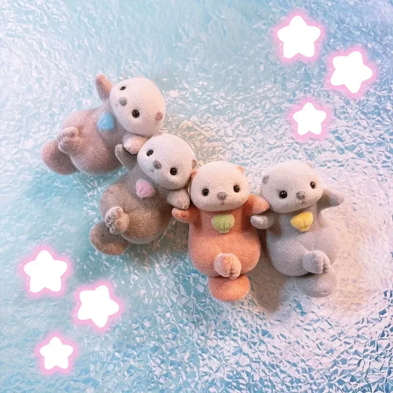 

Original Yell Japan Kawaii Gashapon Cute Aquarium Flocking Hand Held Otter Figure Capsule Toys Anime Figurine Doll Decor Gift