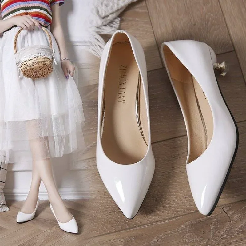 Wedding Bride Shoe Office Low Heel Elegant White Woman