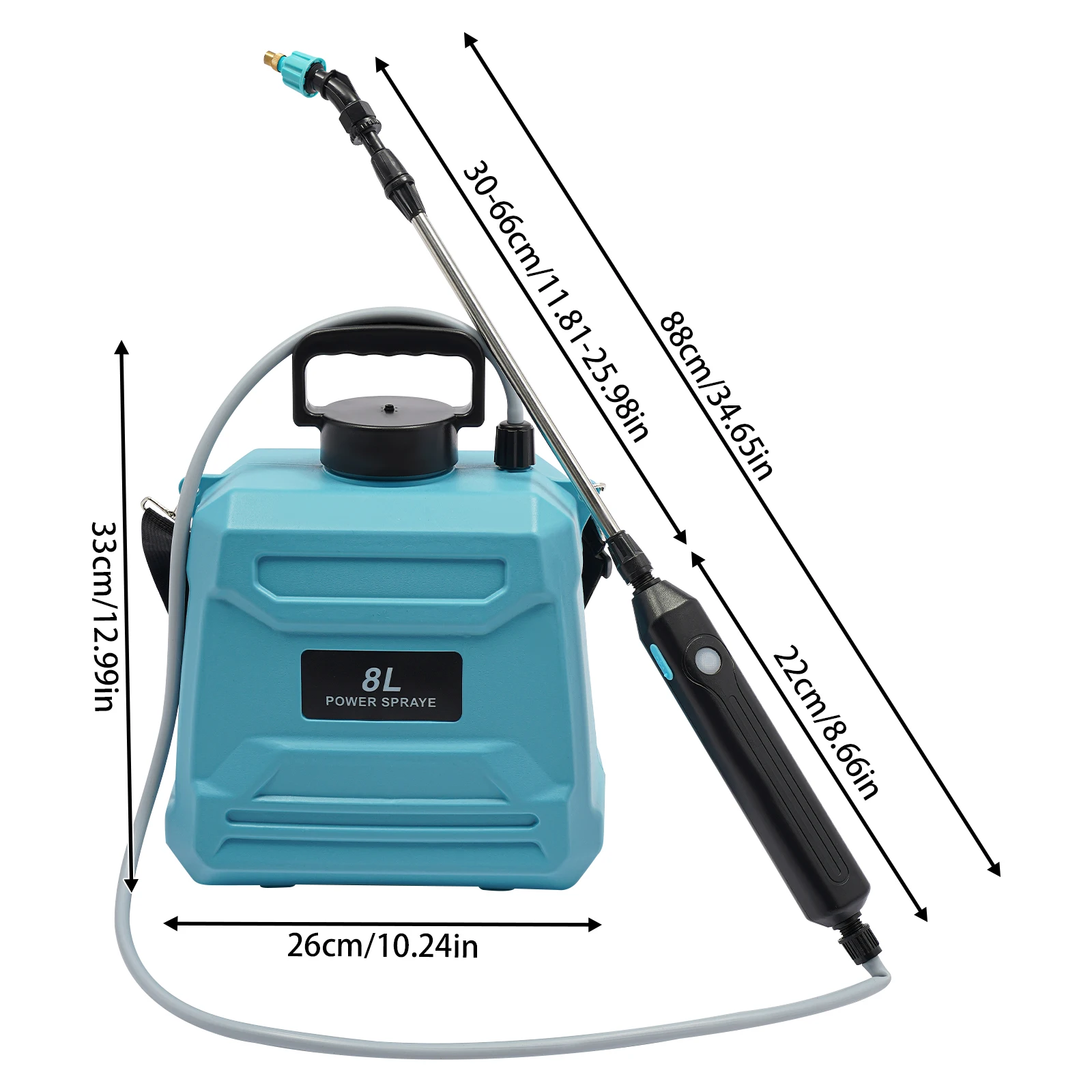 8L Garden Sprayer High Efficiency Sprayer with Telescopic Rod Easy to Carry for Fertilizing/Household Cleaning/Disinfection