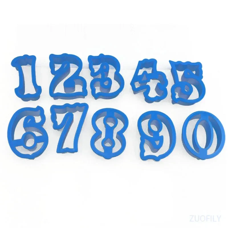 Cookie Cutter Molds 10Pcs/set 0-9 Arabic Numbers Plastic 3D Pressable Biscuit Fondant Stamps DIY Birthday Cake Decoration cookie cutters