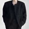 Mens Solid Color High-End Jacket Autumn And Winter New Style Raw Edge Design Collarless Loose Top Korean Style Trendy Jacket 1