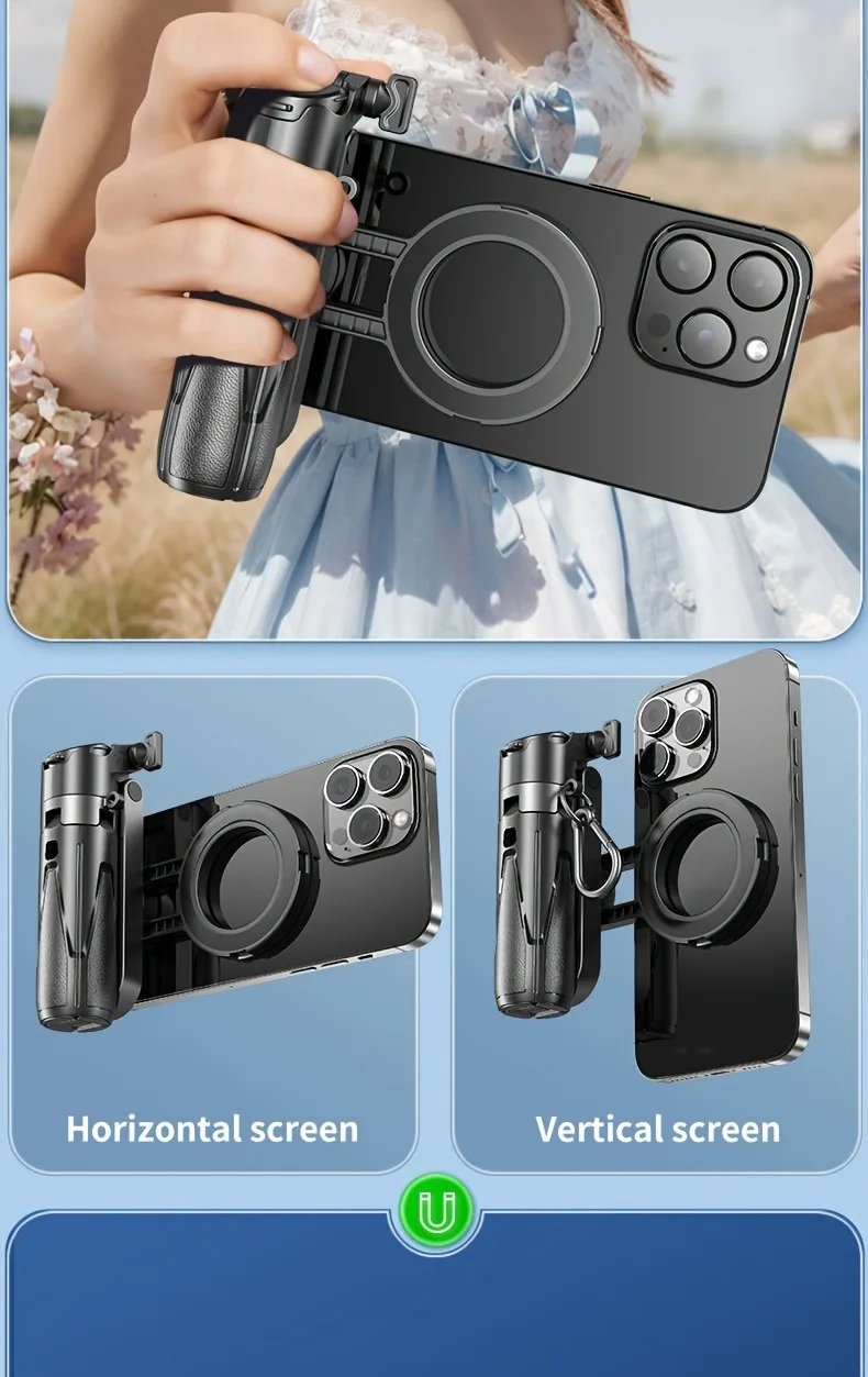 Faltbarer magnetischer Handyhalter & Selfie-Stick mit kabelloser Fernbedienung, 360° drehbare Halterung, kompatibel mit_voghion.com