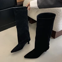 Eilyken Winter Street Style Pointed Toe Knee-High Boots Women Low Heels Shoes Female Long Booties Zapatos De Mujer - Image 2