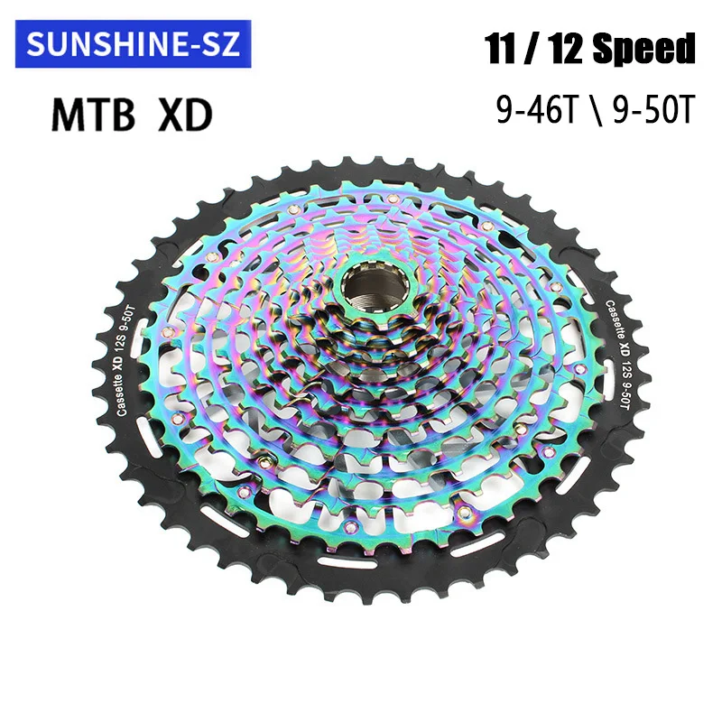 

SUNSHINE MTB Bicycle CNC XD Cassette 11S/12 Speed Mountain Bikes Flywheel 9-46T/50T Sprocket Wide Gear Ratio Freewheel for SRAM