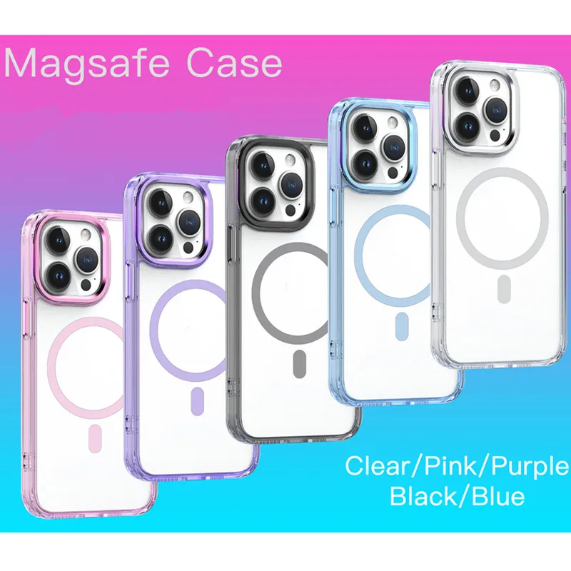 

For Magsafe Transparent Magnetic Case For iPhone 15 14 13 12 11 Pro Max Plus 15Pro High transparency acrylic PC case