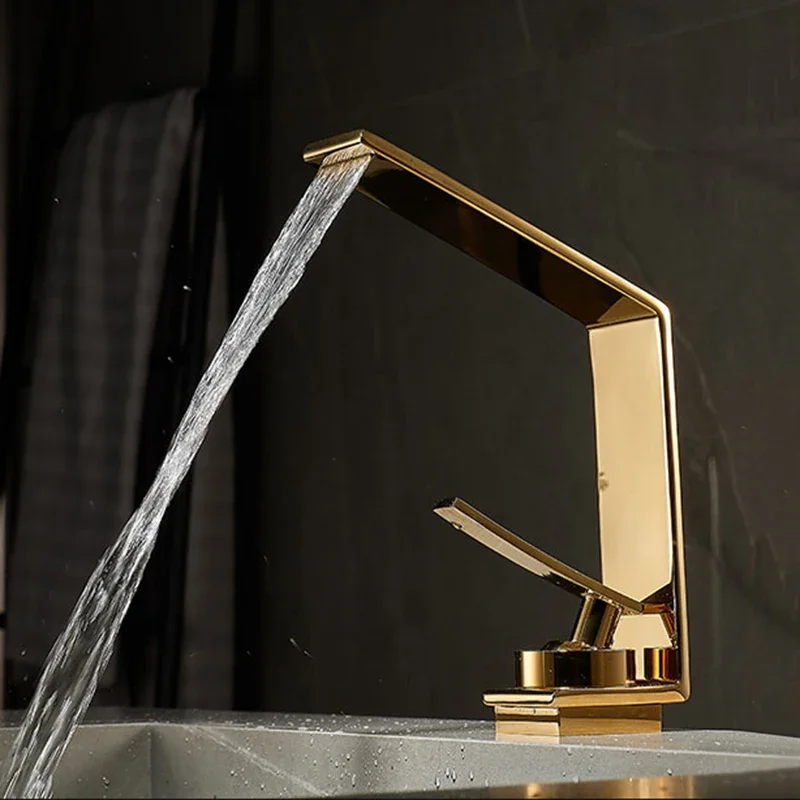 

Basin Faucet Mixer Brush Gold Brass Bathroom Sink Taps Hot Cold Single Hole Bathroom Faucet Basin Crane Taps Wash Basin Torneira
