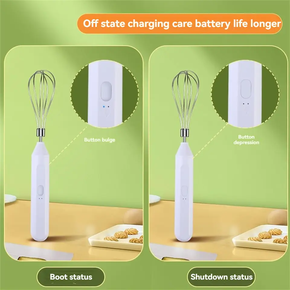 Frullatore Elettrico A Immersione Portatile – Ricaricabile USB – 3 Testine Intercambiabili - 3