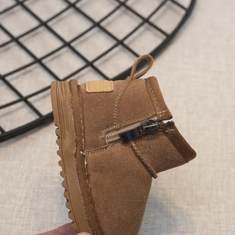 Bottines d'hiver en cuir de qualité pour enfants, garçons et filles, chaudes, semelles souples, antidérapantes, taille 15-30_voghion.com