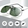 Metal Clip Clip-On Polarized Sunglasses Convenient Rimless Flip-up Sun Glasses for Prescription Glasses UV400 Polygonal Shades 2