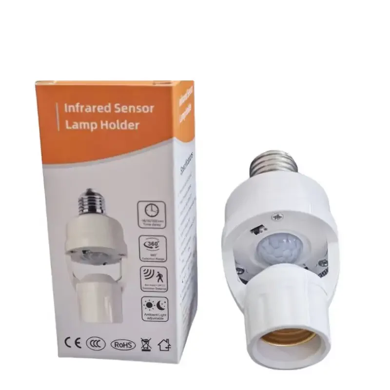 Motion Sensor Light Socket Smart Screw in Light Bulb E27 Motion Activated Bulb Holder Adapter Control for Garage Storage