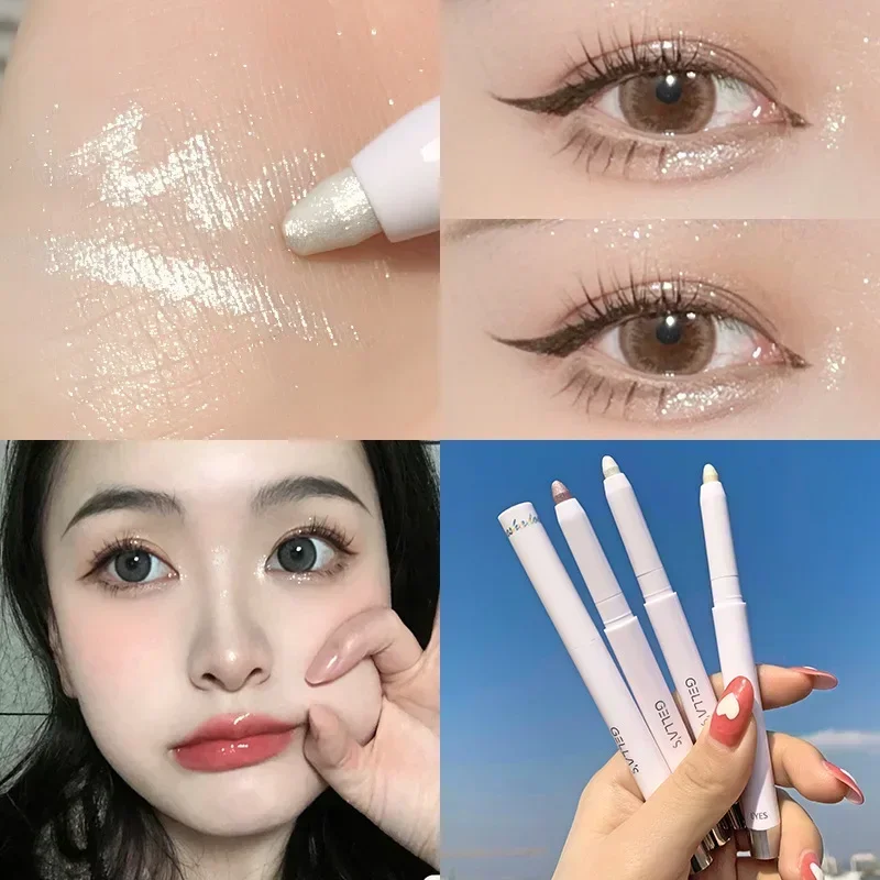 Diamond Glitter Eyeshadow Liner Pencil Face Makeup Highlighter Long lasting Matte Pink Silkworm Champagne Gold Eyeliner Pen