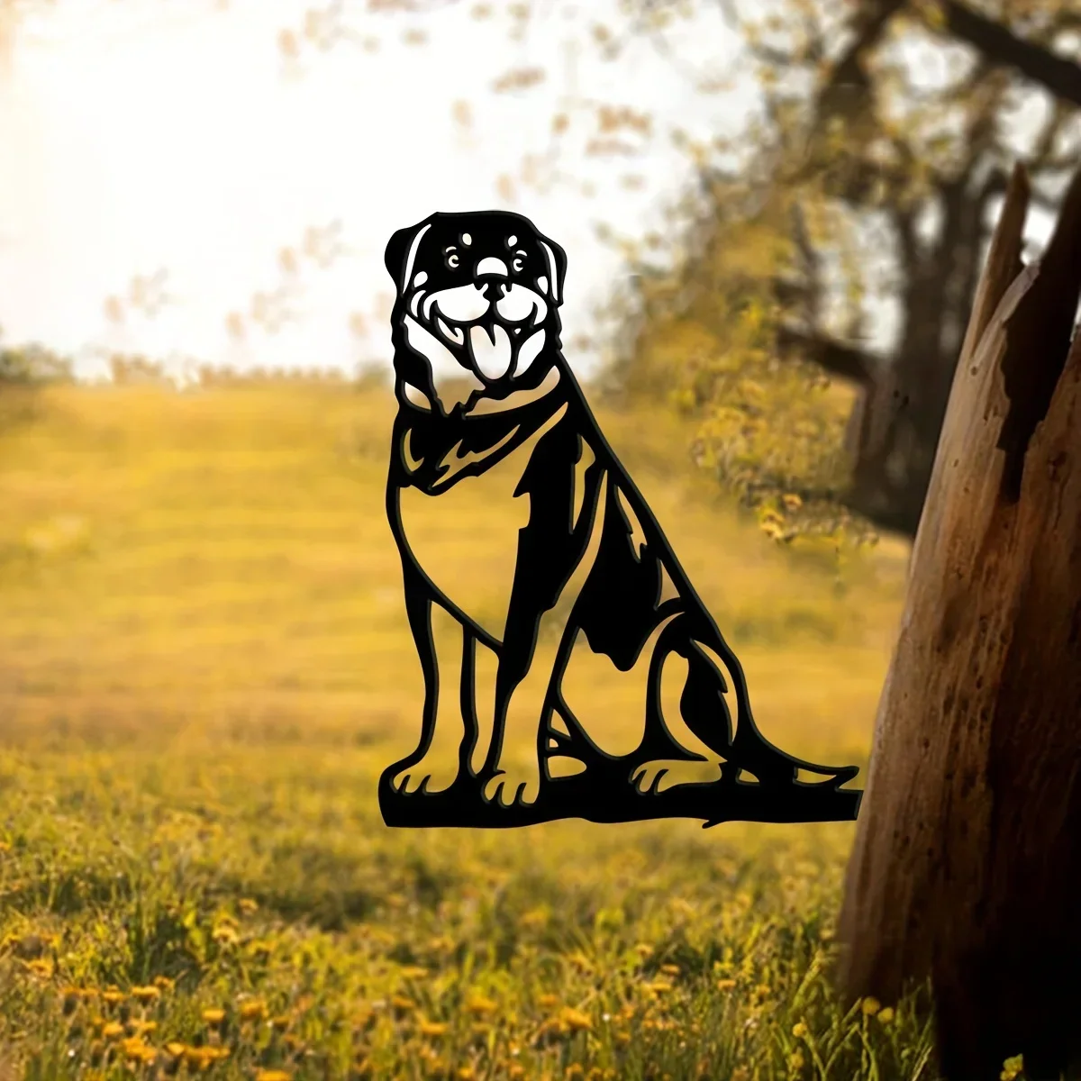 

HELLOYOUNG Metal Rottweiler Silhouette Puppy Dog Sign Cutout Rustic Outdoor Decoration Home Garden Decor Housewarming Gift Dog