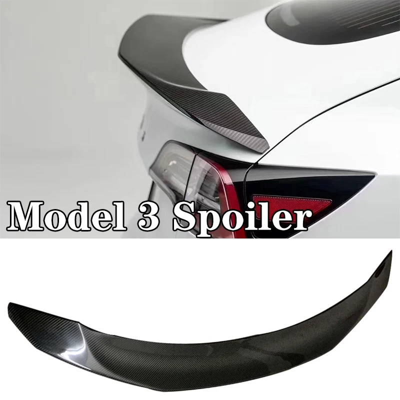 

Real Carbon Fiber Spoiler for Tesla Model 3 Tail Wing Rear Trunk Lid Spoiler Wing Compatible 2016-2022