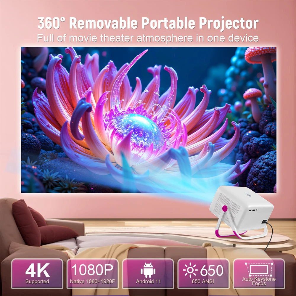 TP350 AOSP 네이티브 1080P 650 ANSI 4K 360 °   프로젝터(안..