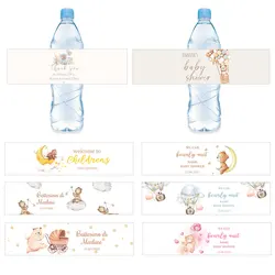 Custom Cute Bear Water Bottle Sticker Labels Personalized Name Boy Girl Baby Shower Favor Sticker Birthday Party Bottle Supplies