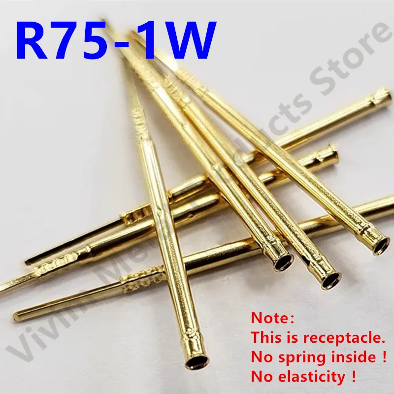 

100PCS R75-1W Test Pin P75-B1 Receptacle Brass Tube Needle Sleeve Seat Wire-wrap Probe Sleeve Length 26.5mm Outer Dia 1.32mm