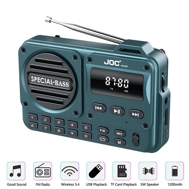 Portable FM Radio Pocket Wireless Bluetooth Speaker With FM Radios Receiver USB TF Card MP3 Music Player Rechargeable FM Radio
