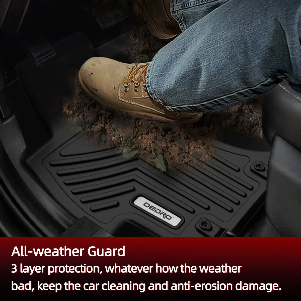 OEDRO Floor Mats for 2015- Subaru WRX/WRX STI All Weather Liners TPE Rubber