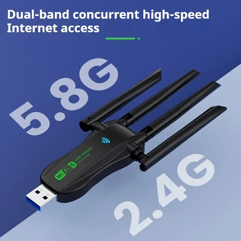 1200Mbps WiFi USB Adapter Dual Band 2.4G+5Ghz Network Cards USB3.0 High-Speed Wireless Card Receiver PC/Laptop