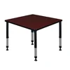 Height Adjustable 36" Square Classroom Table Mahogany Laminate Top Rounded Corners Easy Assembly Adjustable Height 23-34" Safe & 1