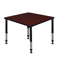 Height Adjustable 36" Square Classroom Table Mahogany Laminate Top Rounded Corners Easy Assembly Adjustable Height 23-34" Safe & 1