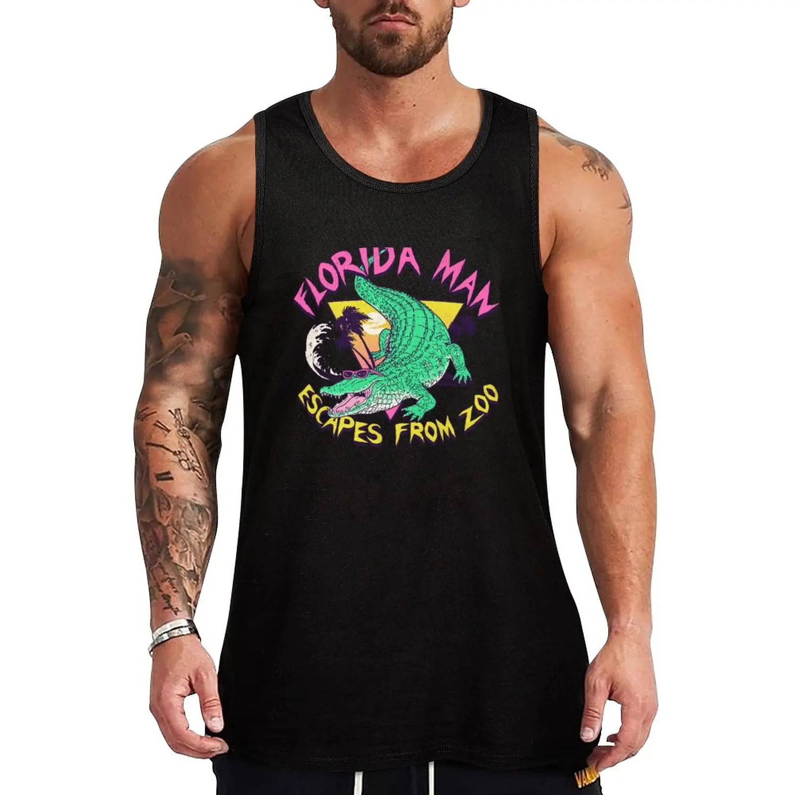 

New Florida Man Escapes From Zoo Tank Top gym training accessories T-shirt men T-shirt sports Man summer clothes
