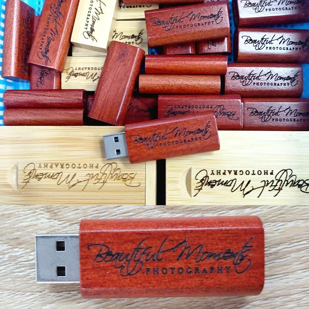 20PCS 무료 로고 호두 나무 USB 플래시 드라이브 4GB 64GB 16GB Usb 스틱 2.0 32GB PendriveWedding 선물 펜 드라이브 나무 펜 드라이브