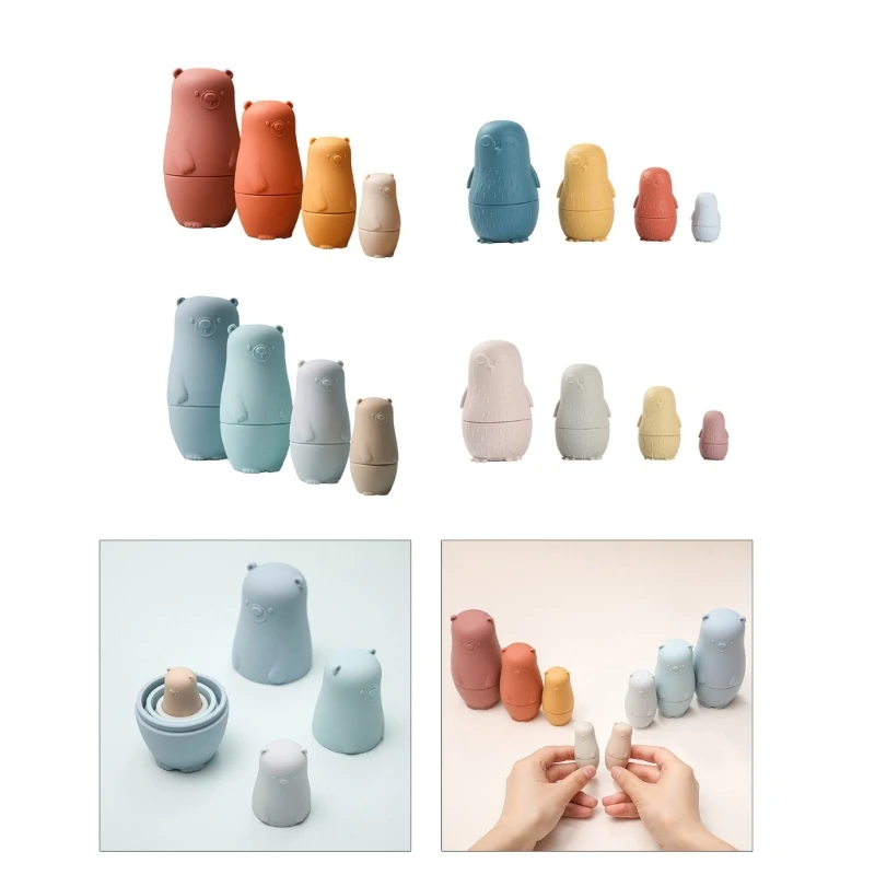 

Silicone Nesting Set for Kids Fine Motor Skill Mini Peg Dolls Stacking Toy Dropship