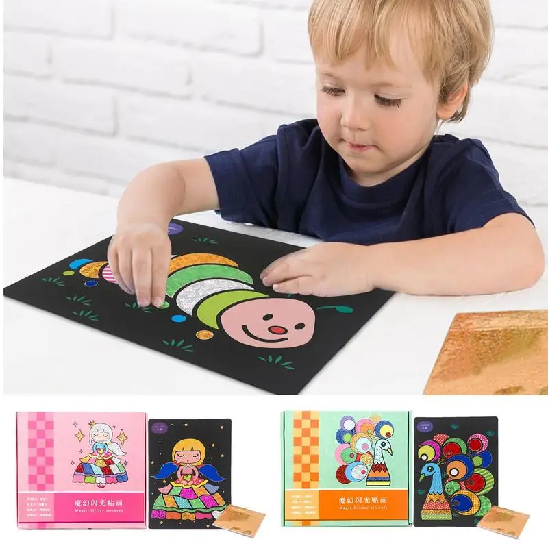 

Scratches Arts For Kids Glitter Magic Paper DIY Painting Paper Art Papers Magic Painting Paper With Drawing Stick For Kids