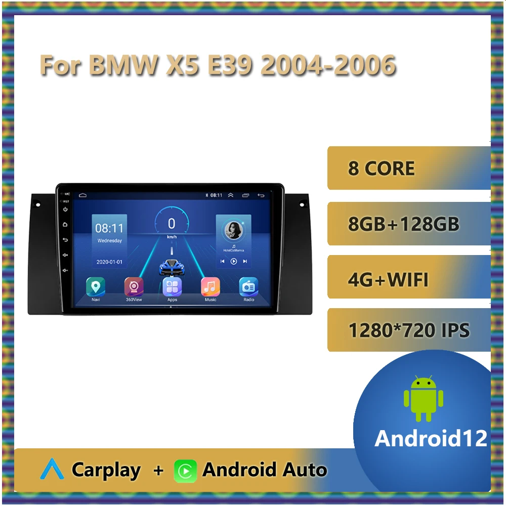 

Android Auto Carplay Car Radio For BMW X5 E39 2004 2005 2006 Head Unit Multimedia Video Player 4G+WIFI Mirror Link Bluetooth OBD