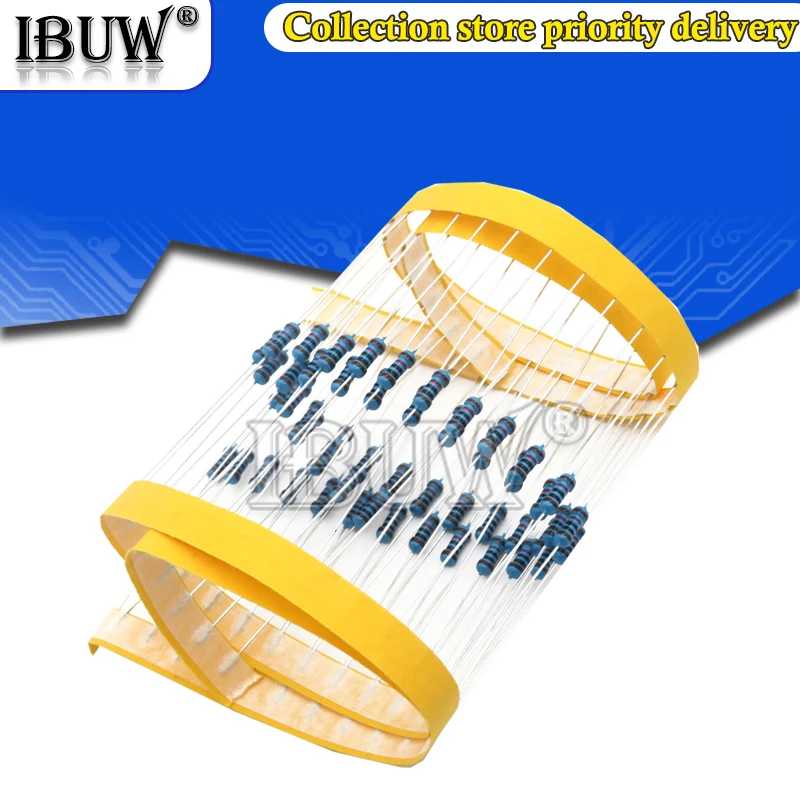1/4W Metal film resistor 100pcs 1R~22M 1% 100R 220R 1K 1.5K 2.2K 4.7K 10K 22K 47K 100K 100 220 1K5 2K2 4K7 ohm resistance Metal Film Resistor Metal Film Resistors