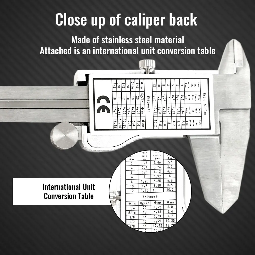 Vernier Caliper Portable 6-Inch 150mm Stainless Steel Electronic Digital Metal Micrometer Measuring