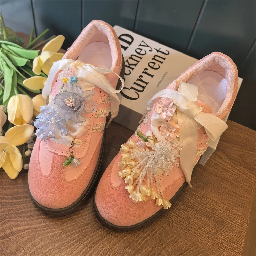 1Pcs 은방울꽃 신발 끈 참 동백 진주 꽃 신발 참 버클 DIY 운동화 장식 액세서리
