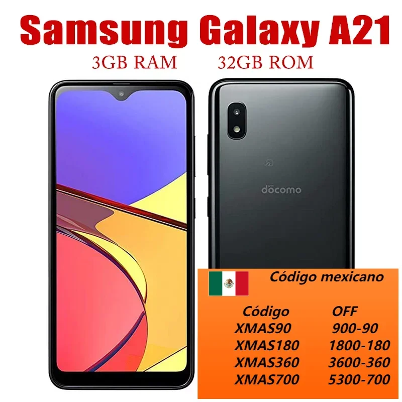 

Original Samsung Galaxy A21 Octa Core 6.5 Inches 3GB RAM 32GB ROM Smartphone16MP Quad Camera LTE Android Unlocked Cell Phone