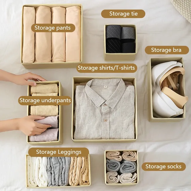 Organizzatori di biancheria intima di armadi e cassetti, guardaroba, vestiti, reggiseni, per biancheria intima, calzini, pantaloni, scatola di immagazzinaggio pieghevole per la casa 4