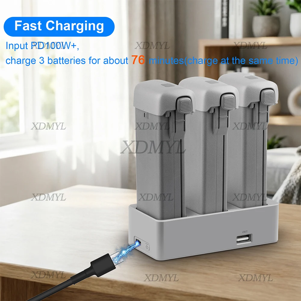 Chargeur intelligent 3 voies 100W pour batterie drone Avata