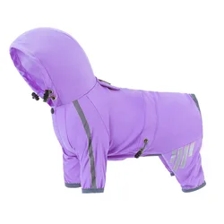 Reflective Waterproof Dog Raincoat and Jumpsuit - 2XL (Purple)