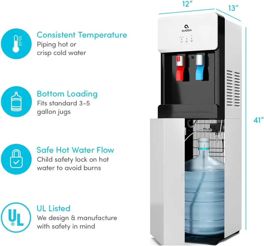 Bottom Loading Water Cooler Dispenser - Hot & Cold Water, Child Safety Lock, Innovative Slim Design, Holds 3 or 5 Gallon 6